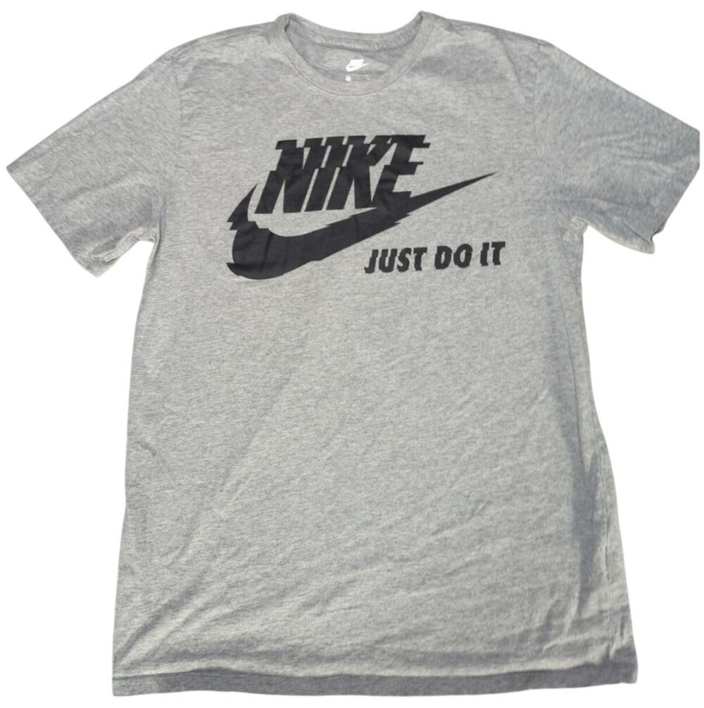 Nike T Shirt L Gray Just Do It Swoosh Logo Graphic Short Sleeve Mens Tee